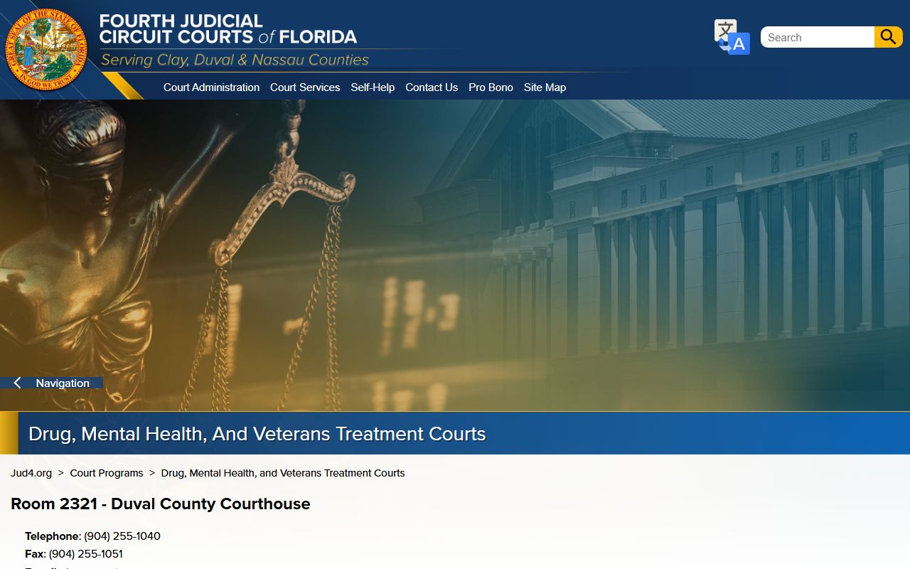 Duval County treatment courts overview with drug, mental health, and veterans programs
