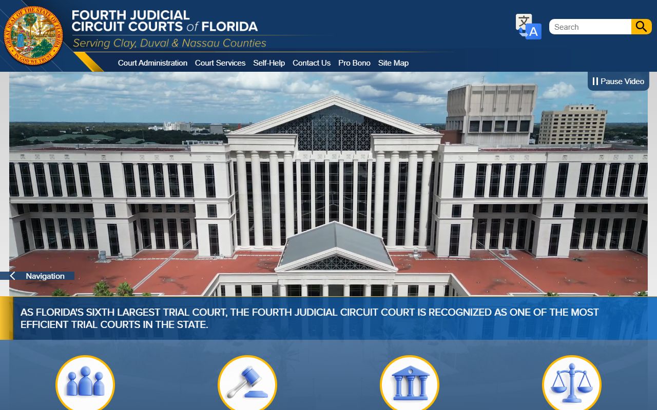 Duval County Fourth Judicial Circuit official website serving Duval, Clay, and Nassau counties