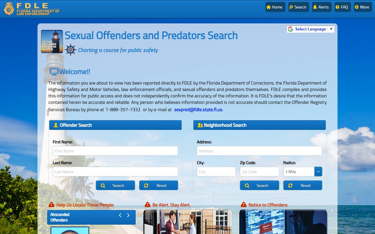 FDLE Florida sex offender registry for released Duval County offenders
